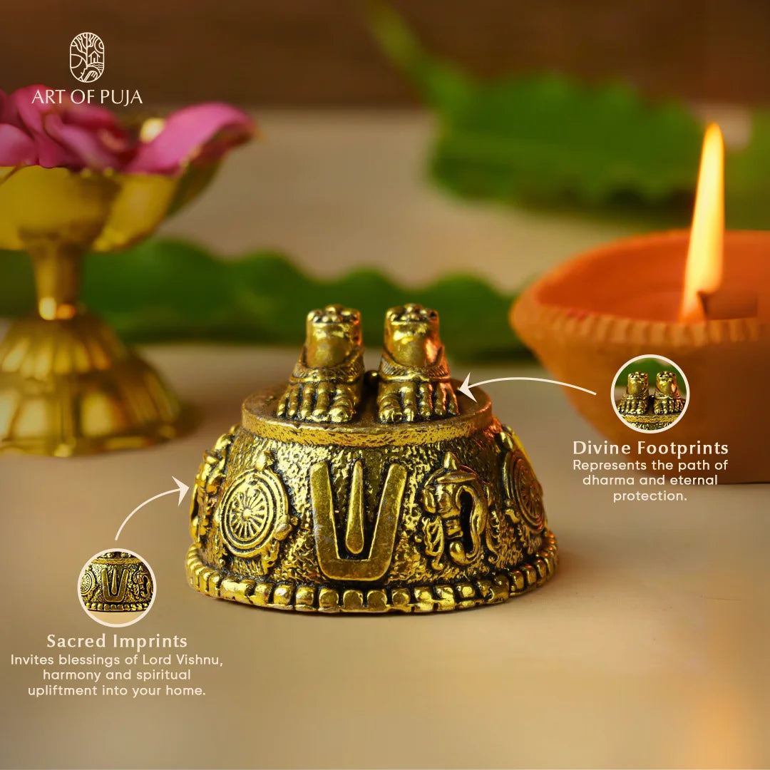 Brass Vishnu Charan Paduka – Divine Symbol of Protection & Devotion