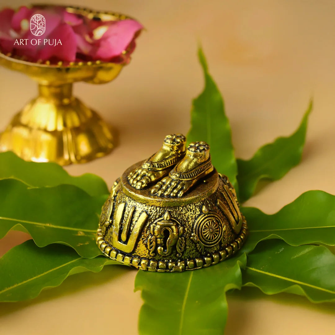 Brass Vishnu Charan Paduka – Divine Symbol of Protection & Devotion