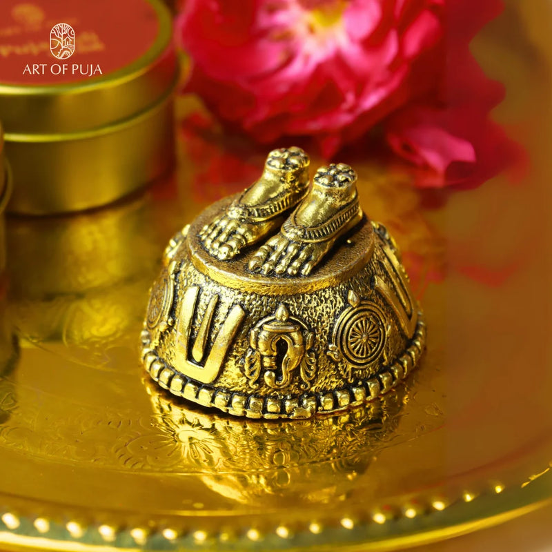 Brass Laxshmi Charan Paduka – Divine Symbol of Protection & Devotion